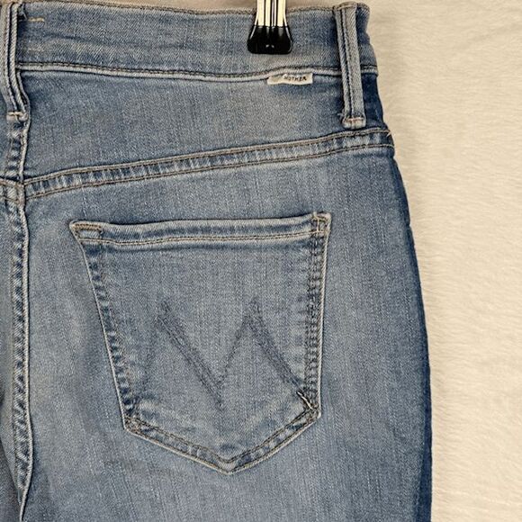 Mother Jeans The Stunner Zip Ankle Step Fray Jeans Light Kitty Racer Size 28 - Picture 6 of 16